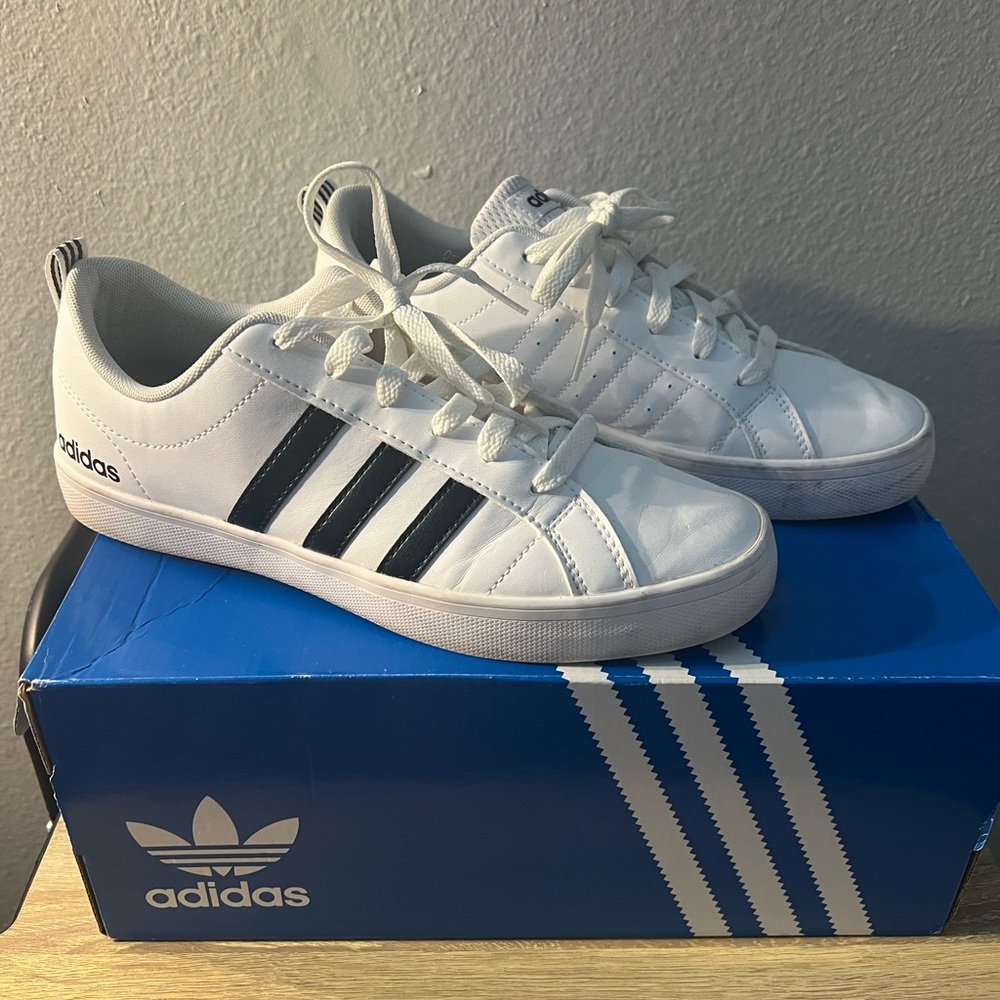 Adidas Classic White with Black Stripes Sneakers
